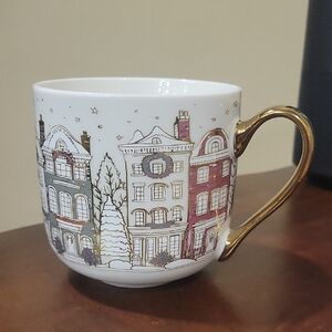 Charming Holiday Mug with Gold Handle